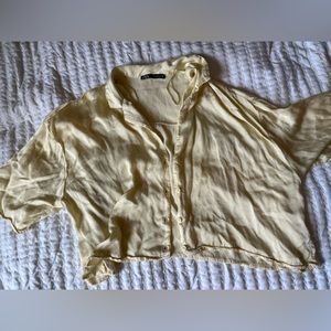 Zara Silk Cropped Button up